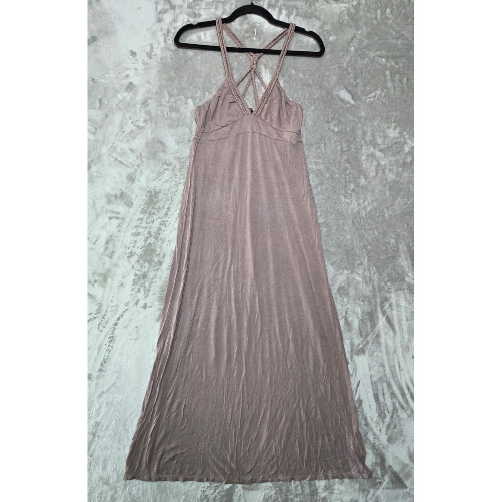 Forever 21 Mauve Taupe Braided Strappy Back Rayon Maxi Dress Womens XS